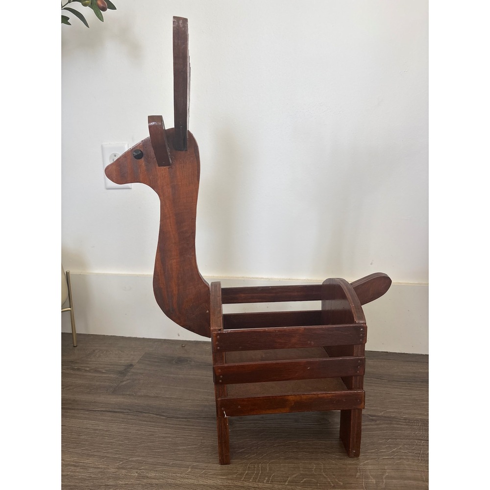 Vintage 80.s Rustic Wooden Reindeer Planter Rack Folk Art Christmas Decorations